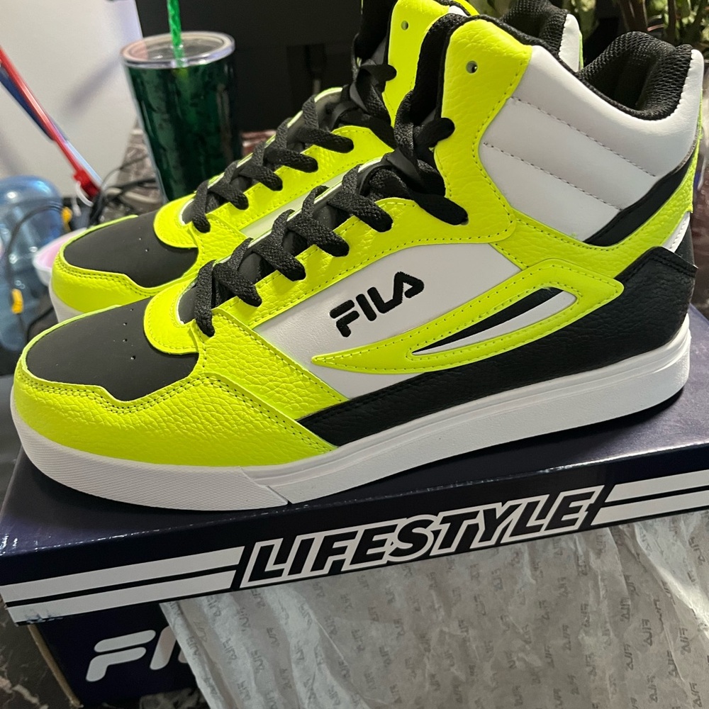 Fila Yellow and Black High-Top Sneakers